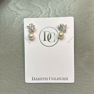Dareth Colburn Silver and Pearl Leaf Earrings
